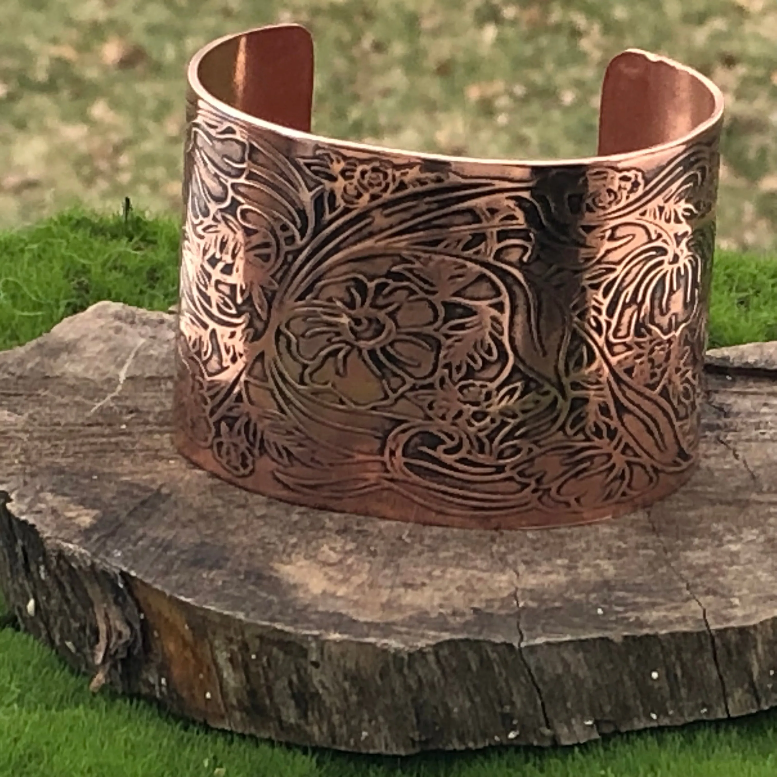 Art Deco Flowers Copper Cuff