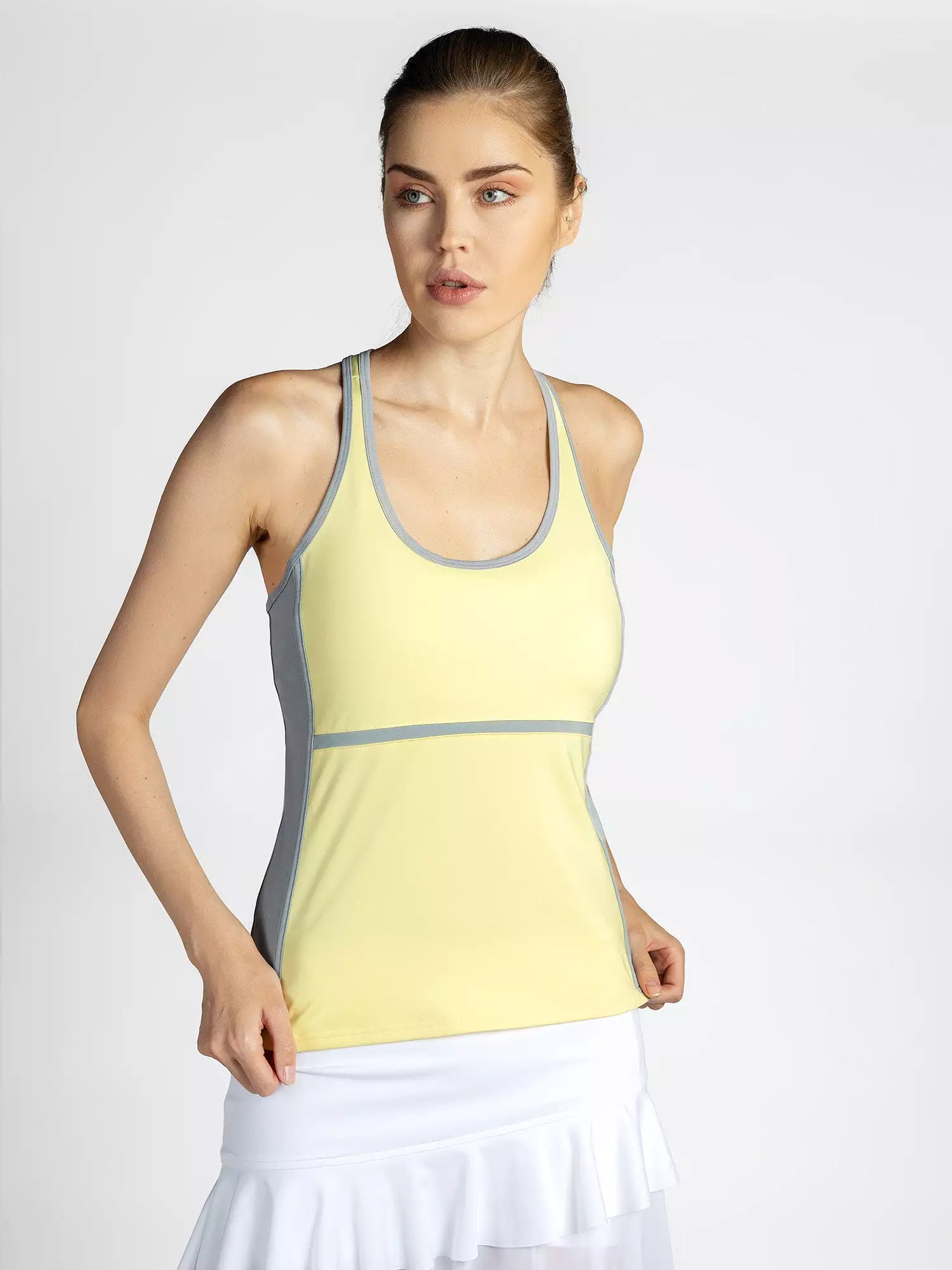 Ashley Racer Tank - Lemonade/Pearl