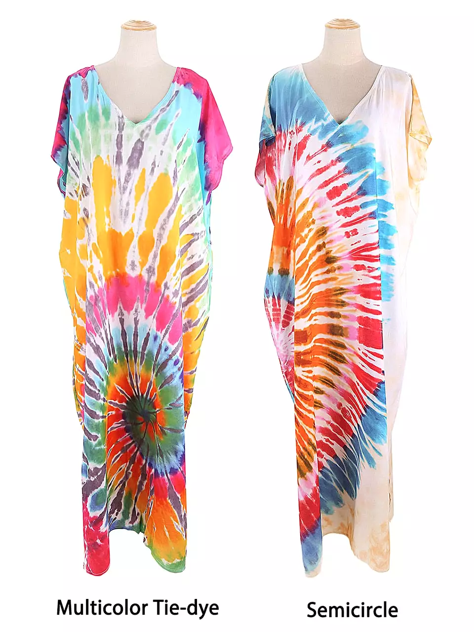 Ashore Shop 2023 Boho Tie Dye Oversize Kaftan Beach Cover Up for Women Holiday Casual Loose Long Dress Robe Beachwear Swim Suit 