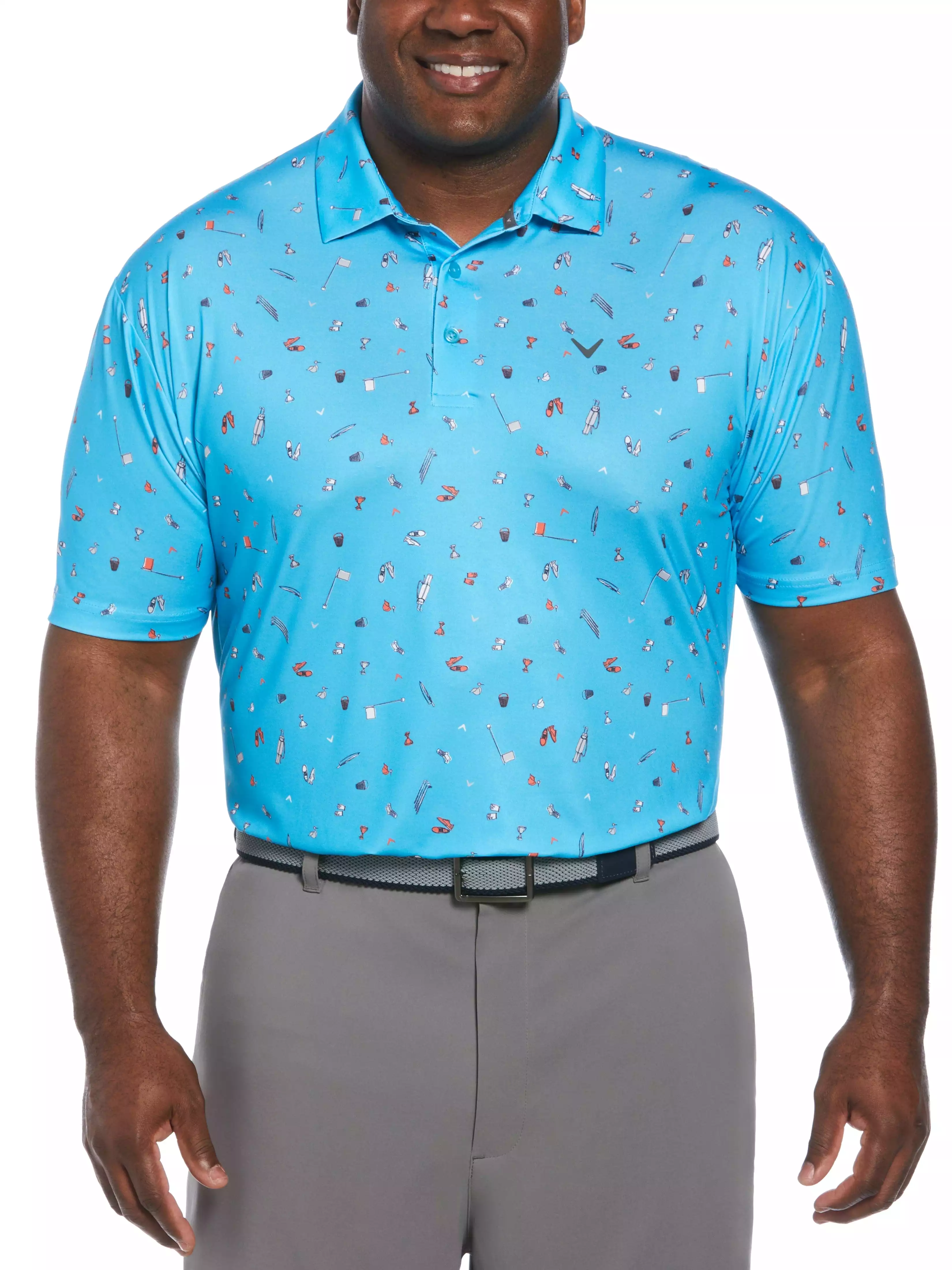 Big & Tall Short Sleeve All Over Tee Time Print Polo