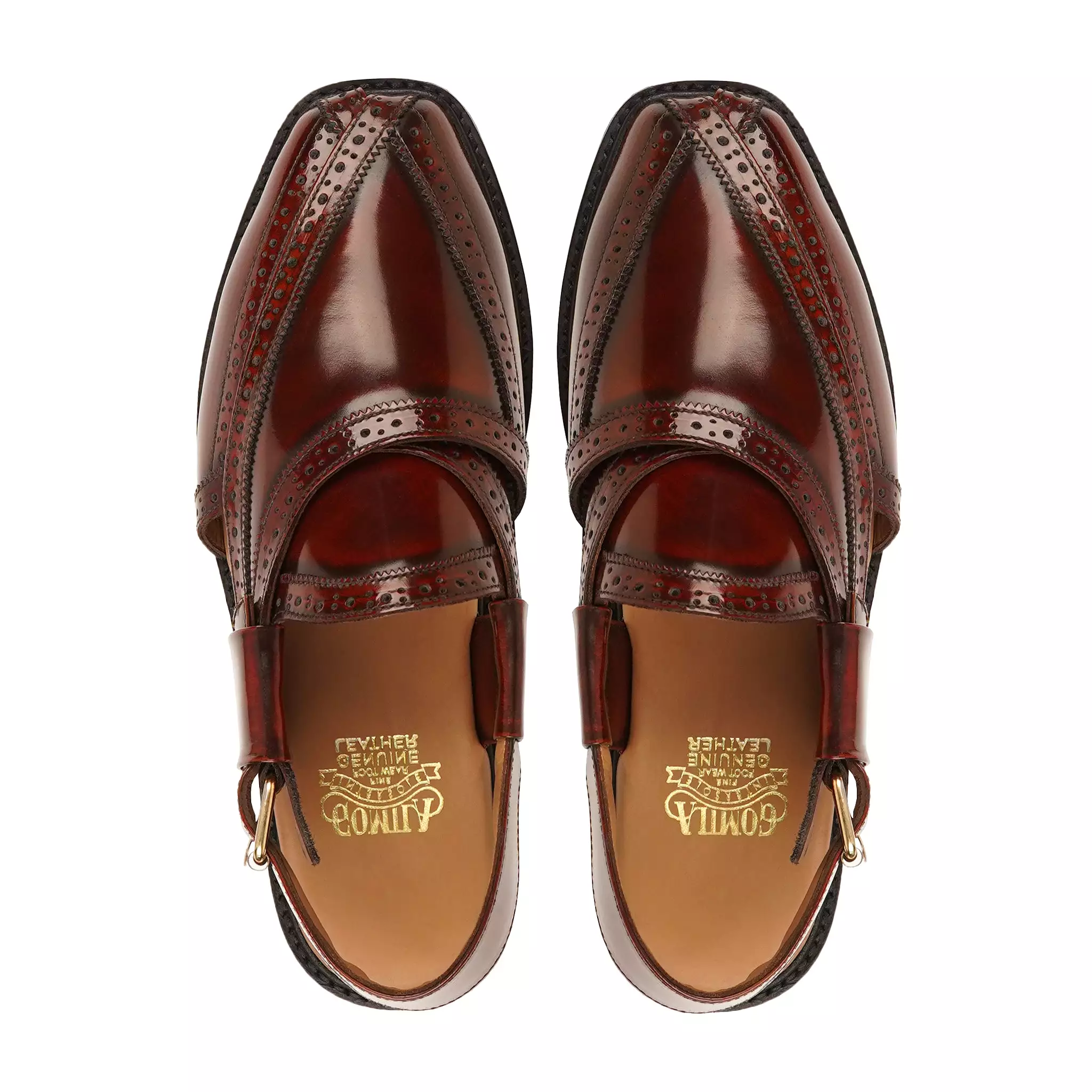 BROOKLYN - OXBLOOD BOX LEATHER HIGH SHINE SANDAL