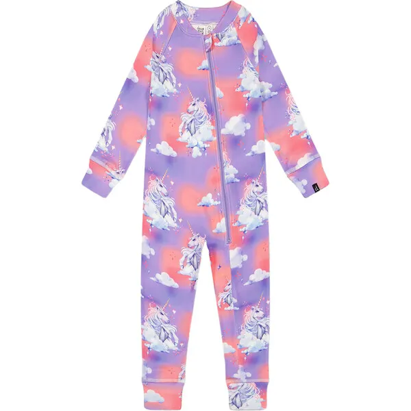 Deux par Deux Cloud Unicorn Print One-Piece Thermal Underwear, Lilac