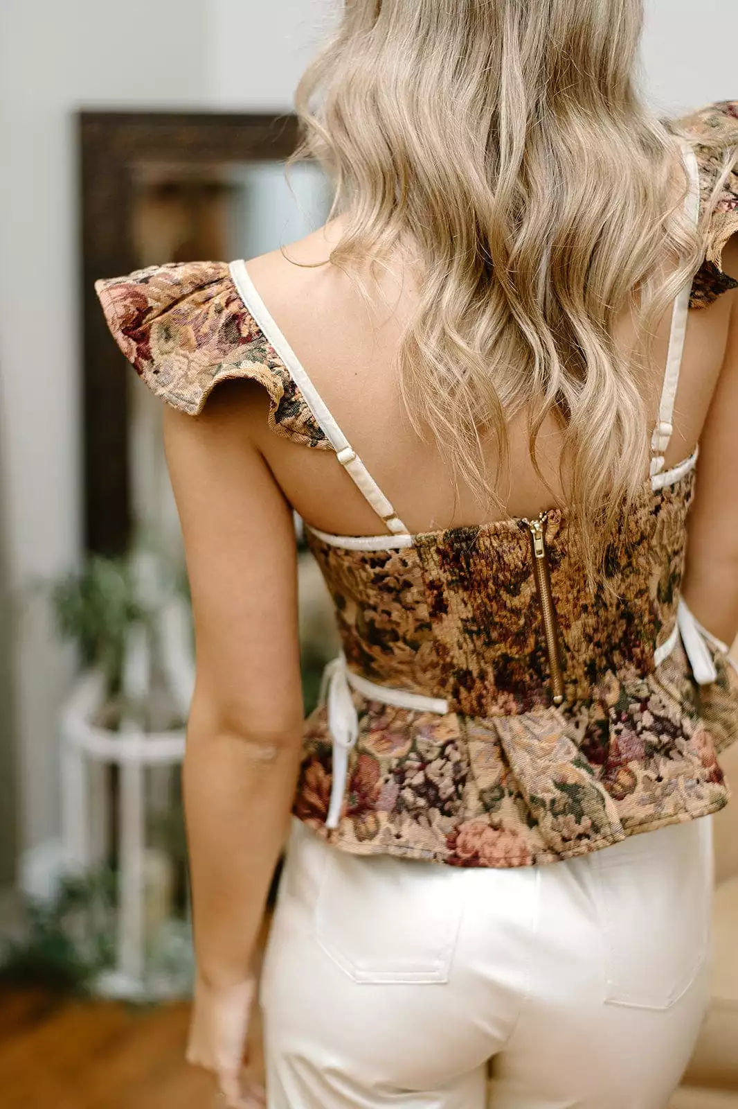 Floral Print Corset Babydoll Top