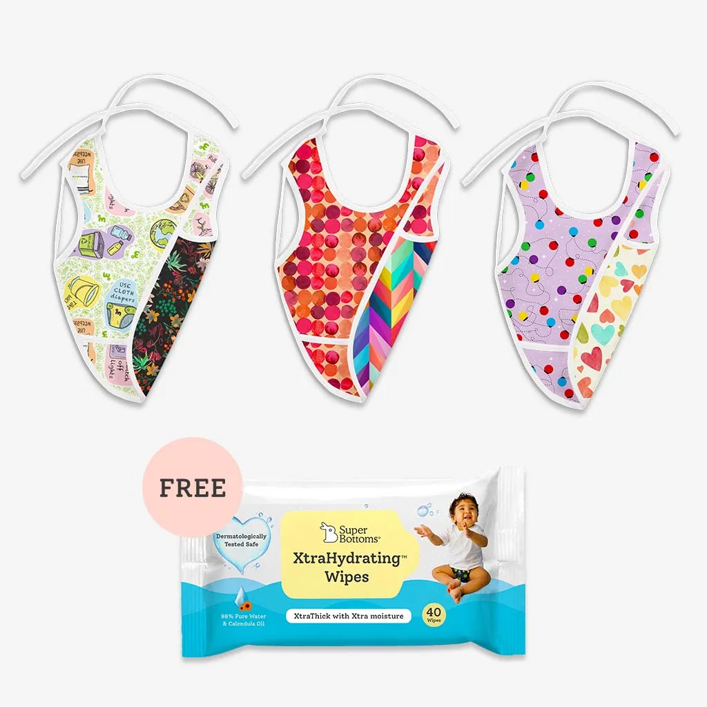 FREE XtraHydrating Wipes with 3 Waterproof Cloth Bibs