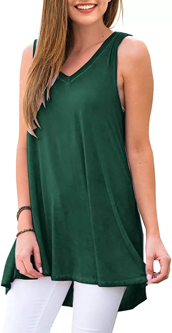 Haute Edition Women's V-Neck Tunic Length Long Tank