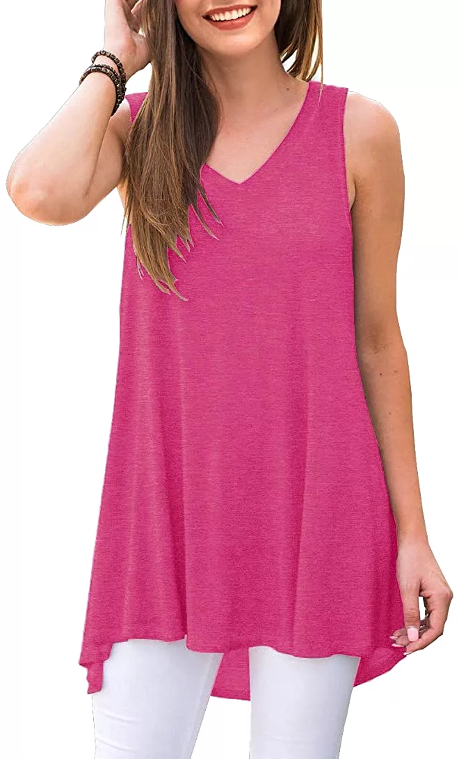 Haute Edition Women's V-Neck Tunic Length Long Tank