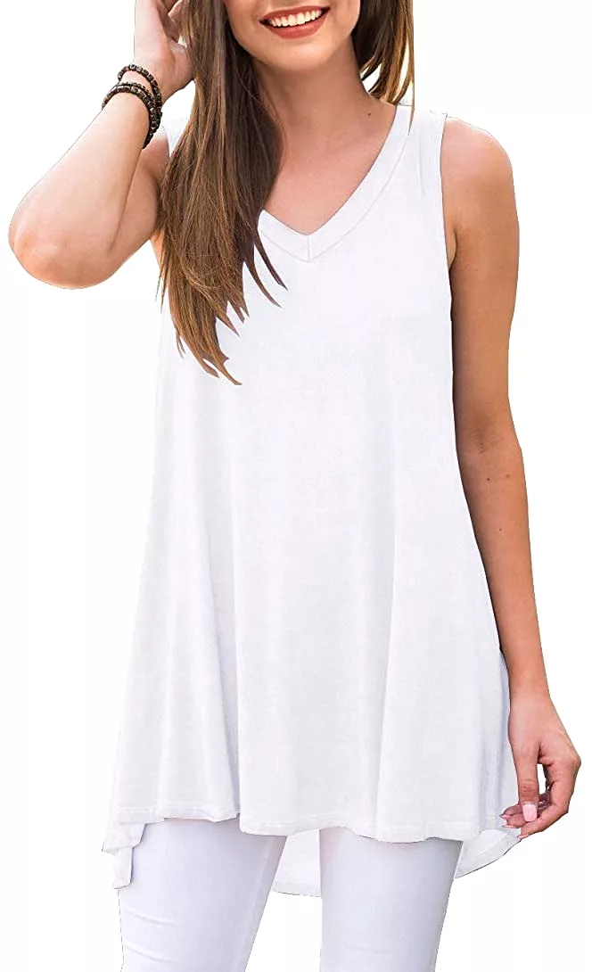 Haute Edition Women's V-Neck Tunic Length Long Tank