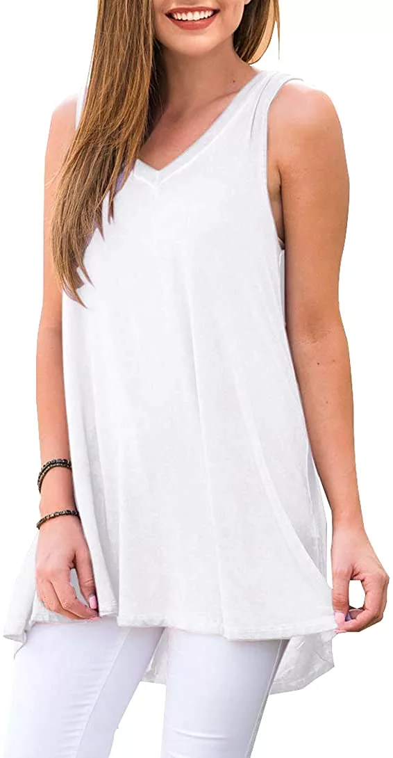 Haute Edition Women's V-Neck Tunic Length Long Tank