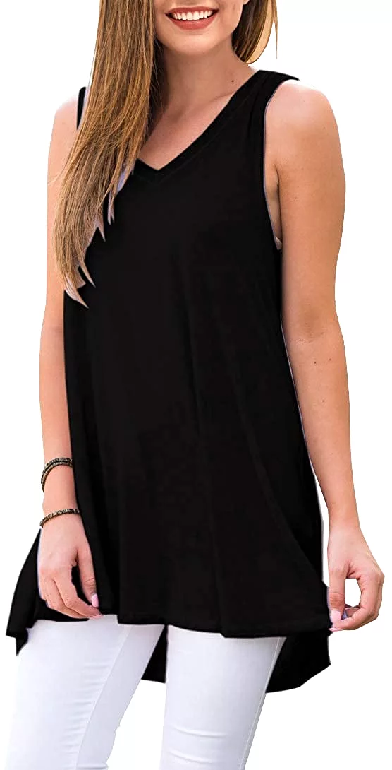 Haute Edition Women's V-Neck Tunic Length Long Tank