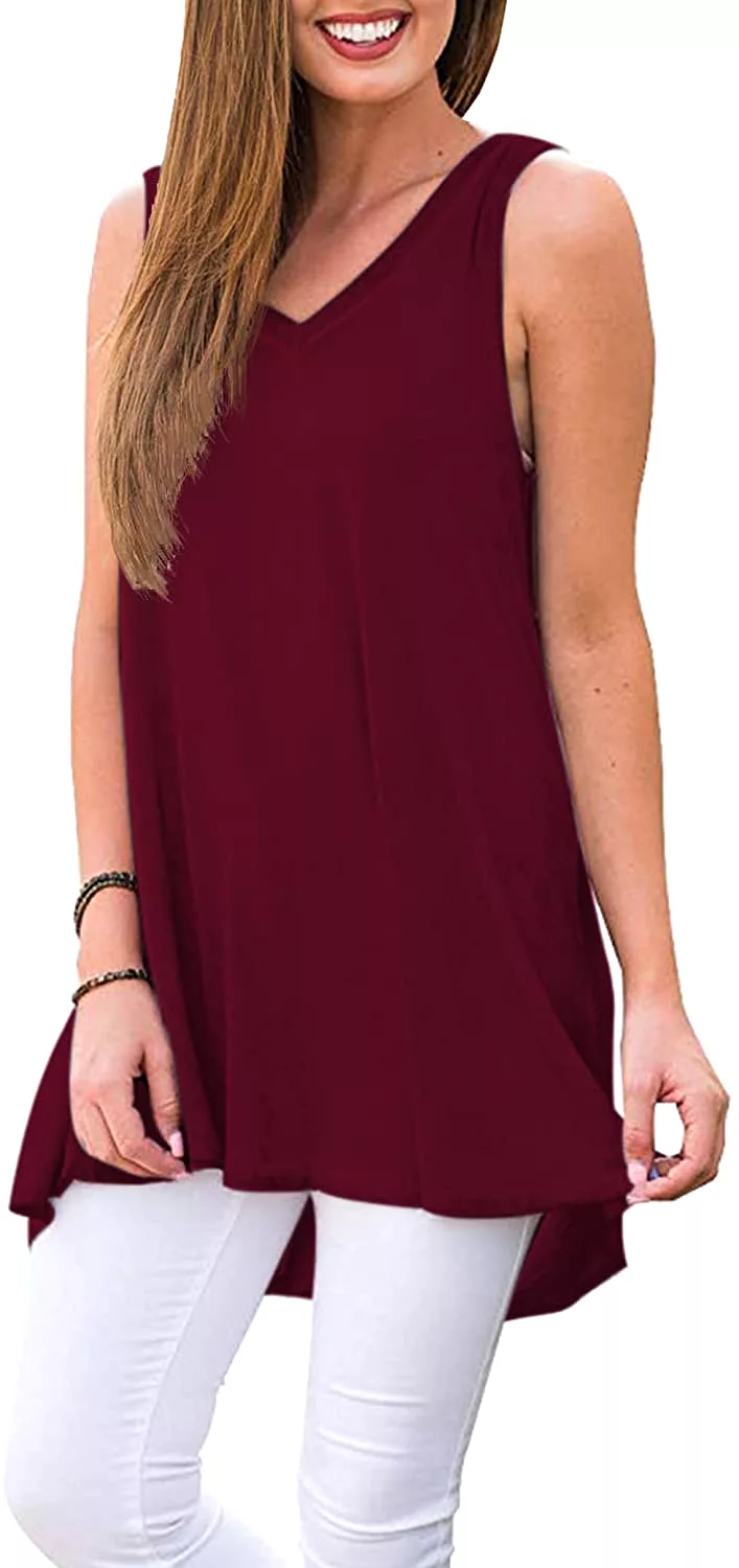 Haute Edition Women's V-Neck Tunic Length Long Tank