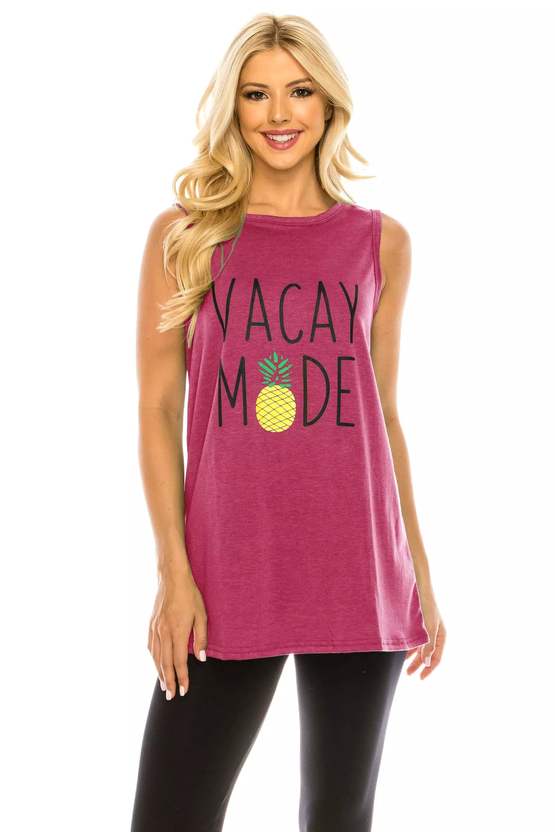 Haute Edition Women's Vacay Mode Loose Fit Tank top. Plus size available