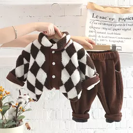 Kids Warm Plush Coats Pants for Baby Boys Girls Clothing Sets Autumn Winter Children Outdoor Clothes Thicken Warm Infant Outfits