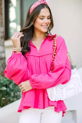 Love Life Fuchsia Pink Babydoll Top