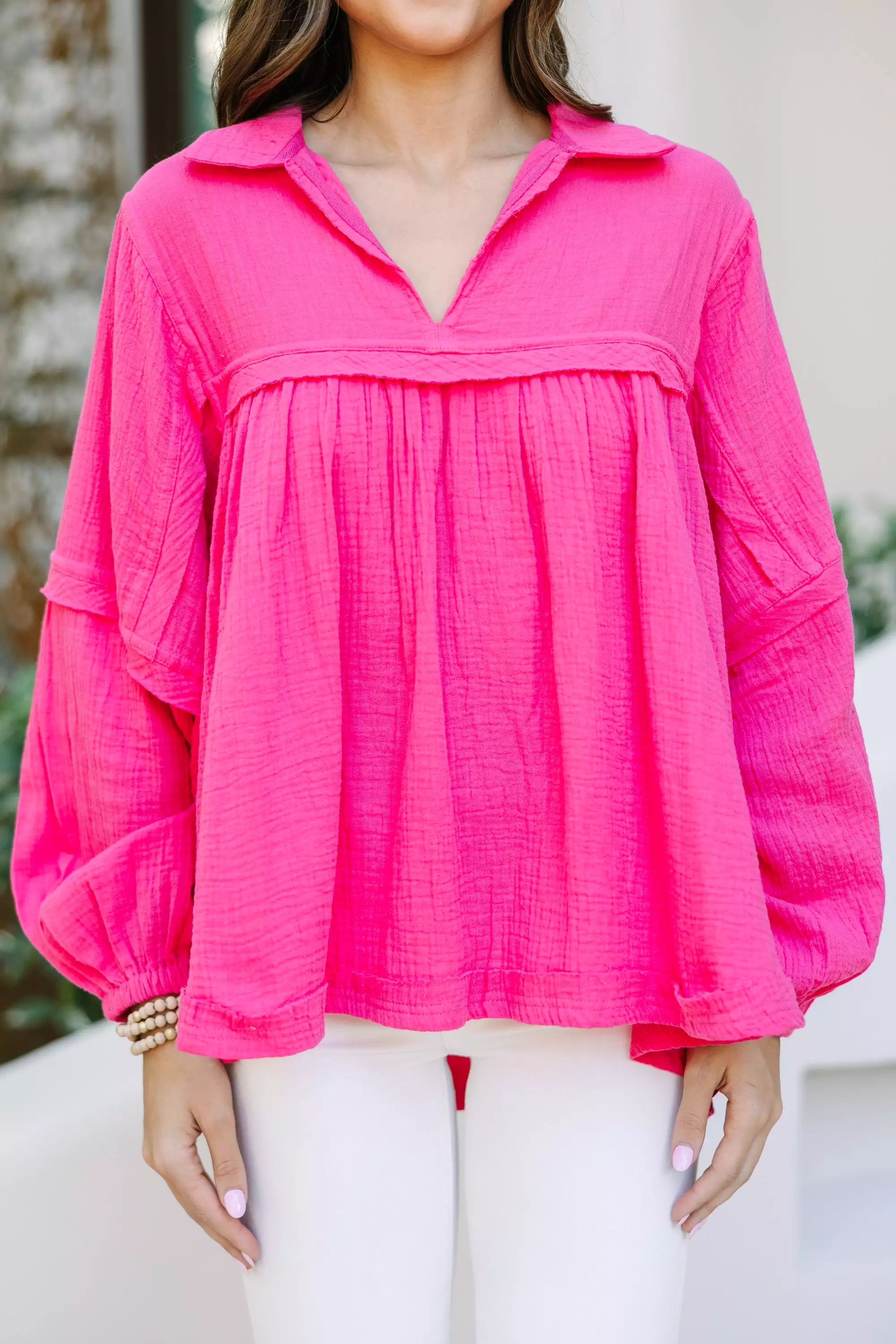 Love Life Fuchsia Pink Babydoll Top