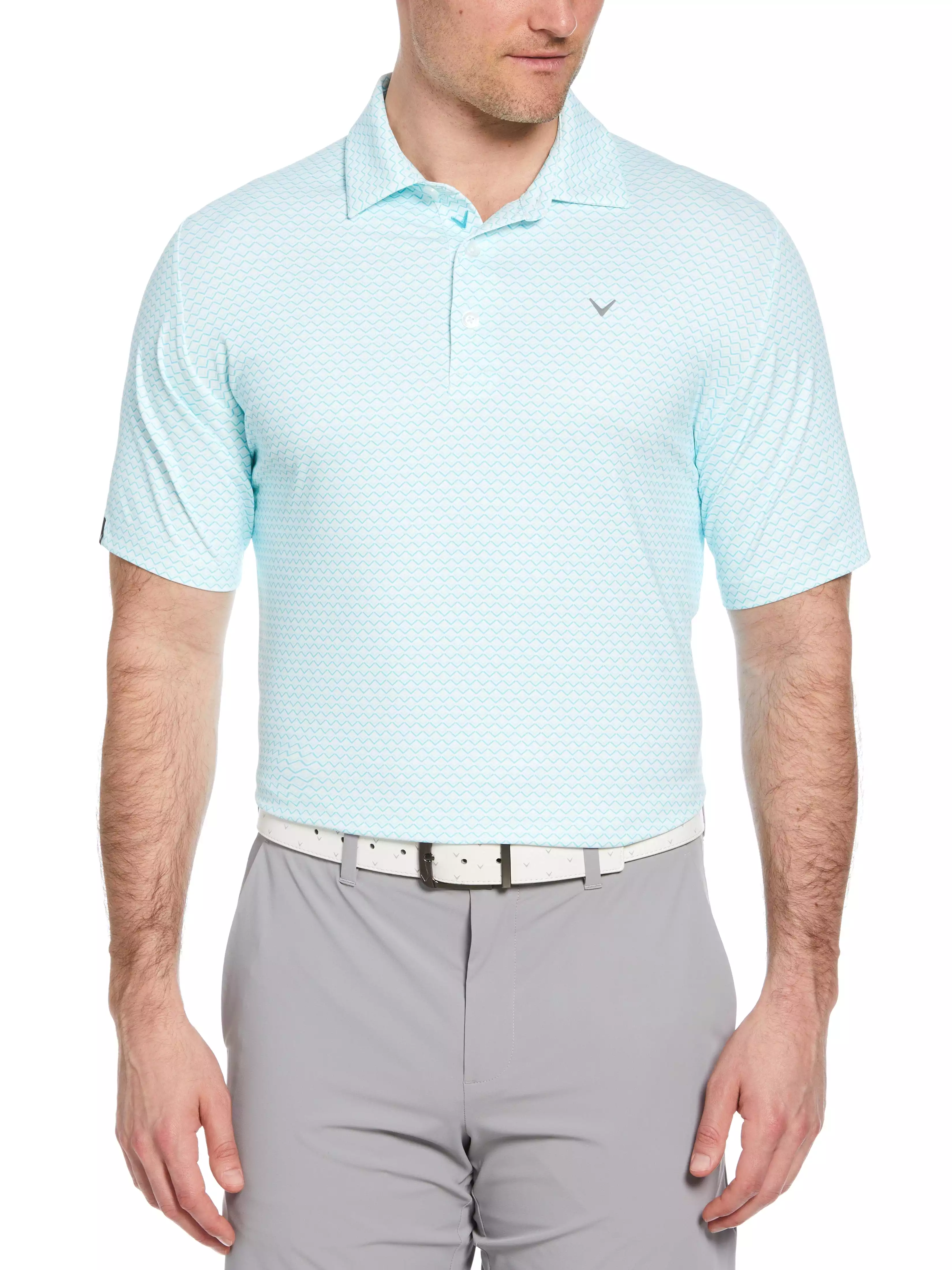 Mens Short Sleeve All Over Tee Time Print Polo