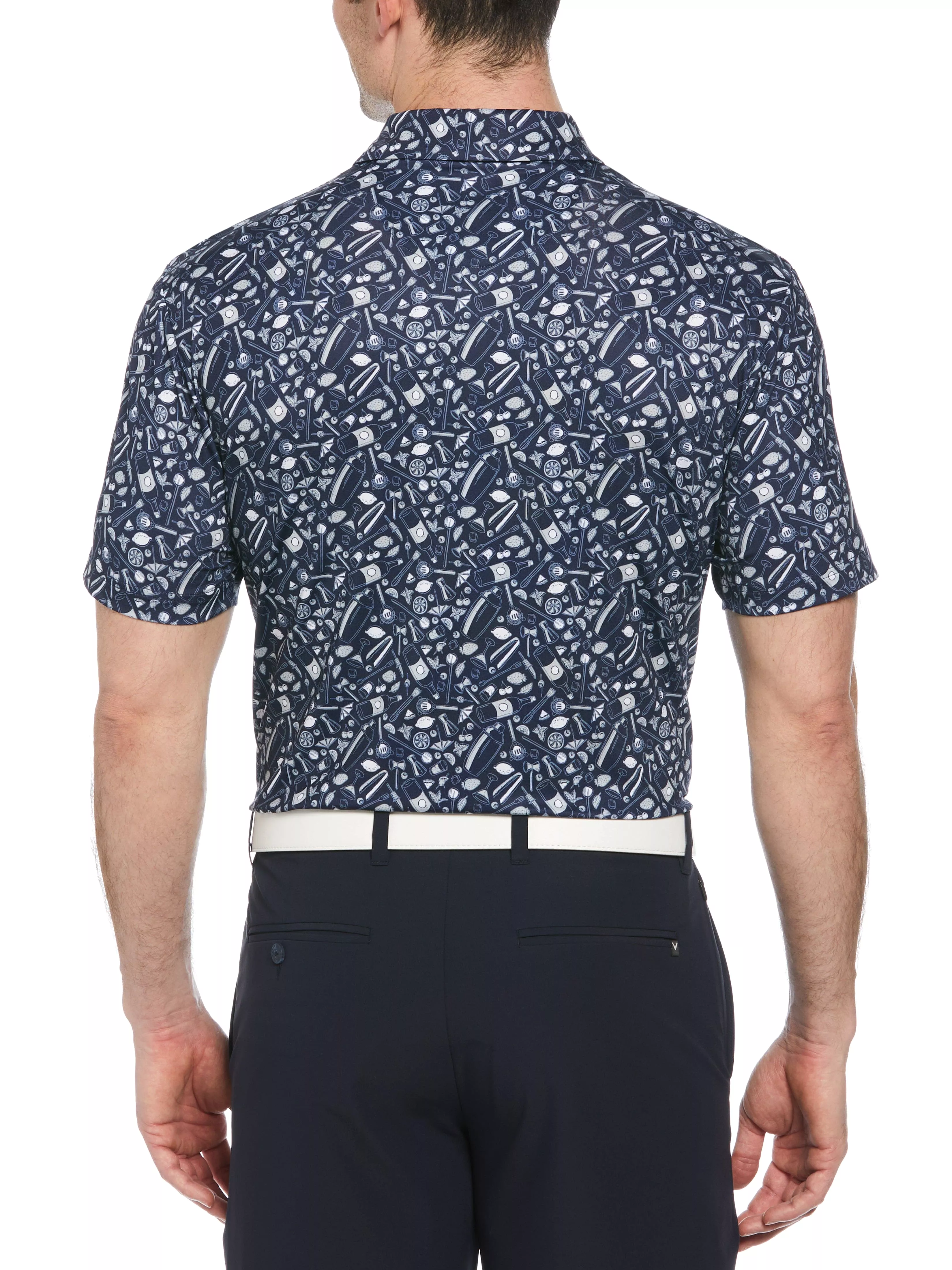 Mens Tropical Cocktail Print Short Sleeve Golf Polo