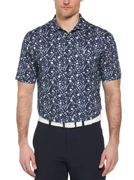 Mens Tropical Cocktail Print Short Sleeve Golf Polo