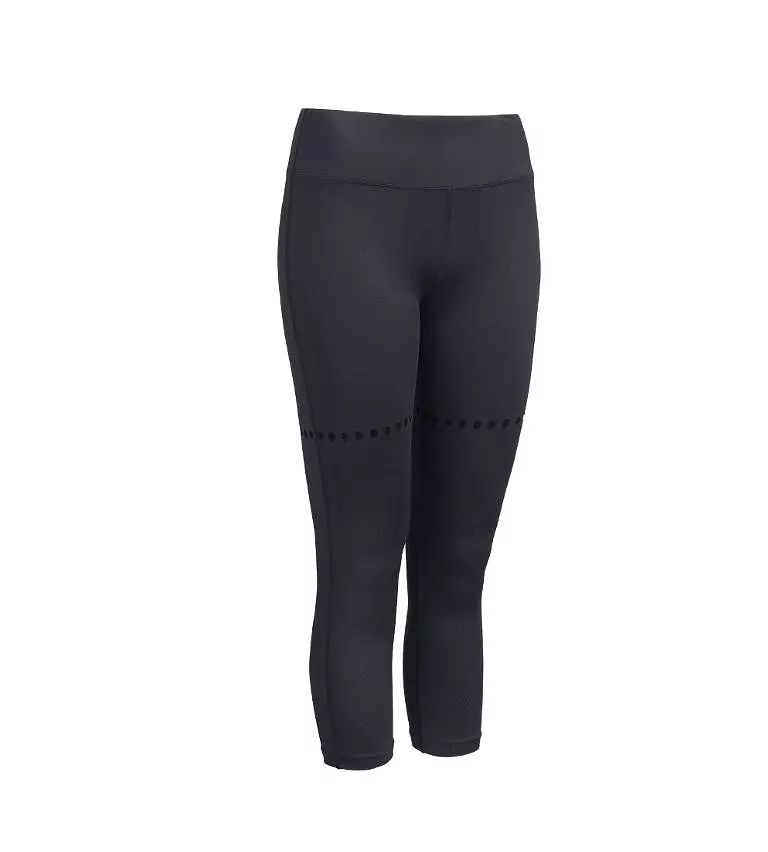 Mid-Rise Faux Seam Laser Cut Capri Leggings Black