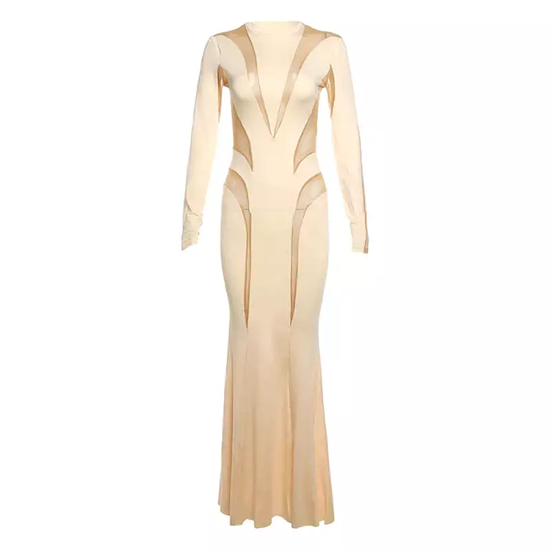 New arrivals long sleeve maxi dress white evening dress floor-length gown ladies slim dress