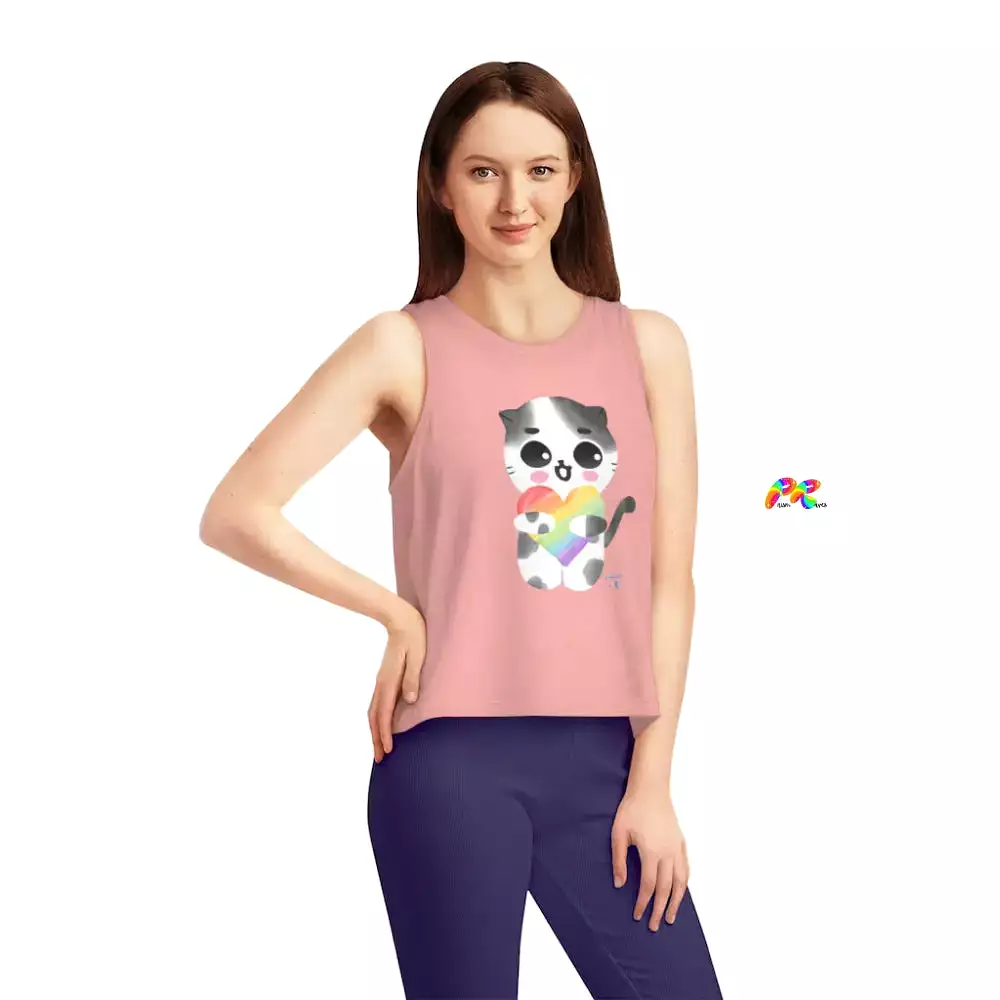 Pride/LGBTQ Flowy Crop Top Pride Cat