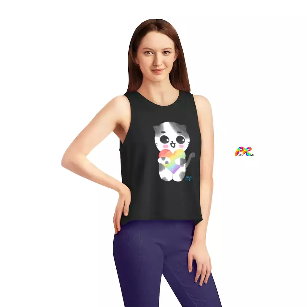 Pride/LGBTQ Flowy Crop Top Pride Cat