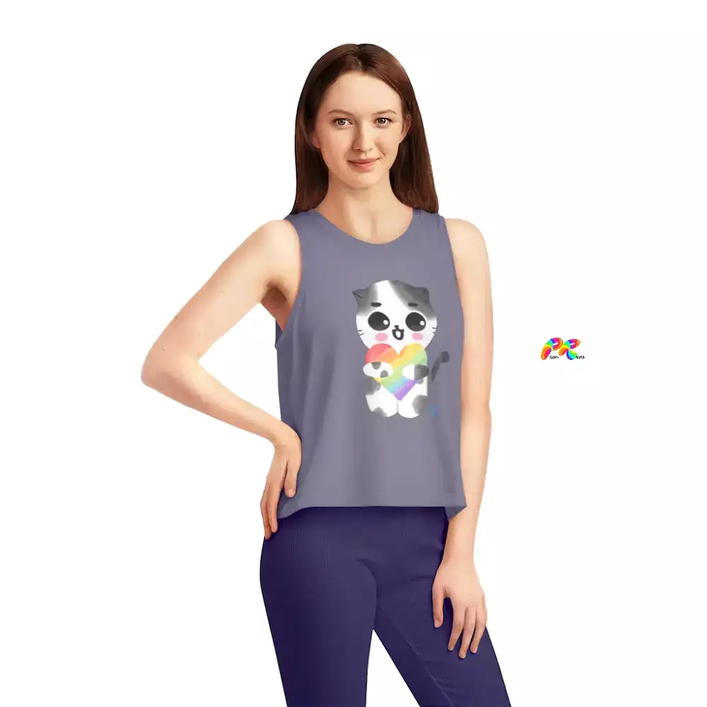 Pride/LGBTQ Flowy Crop Top Pride Cat