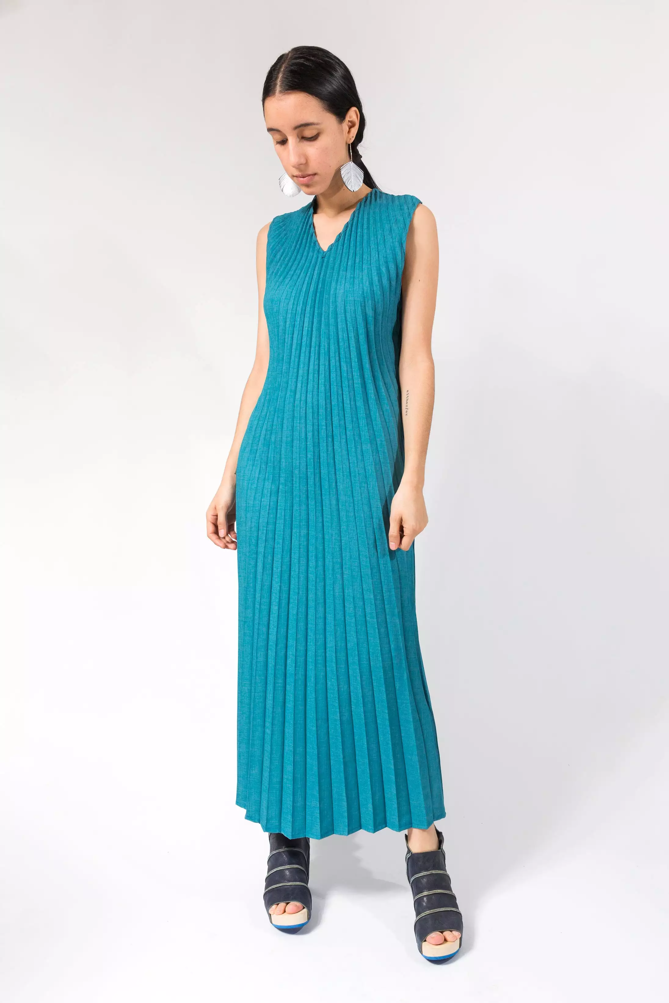 Reversible Racerback Maxi Sunburst Dress | Teal