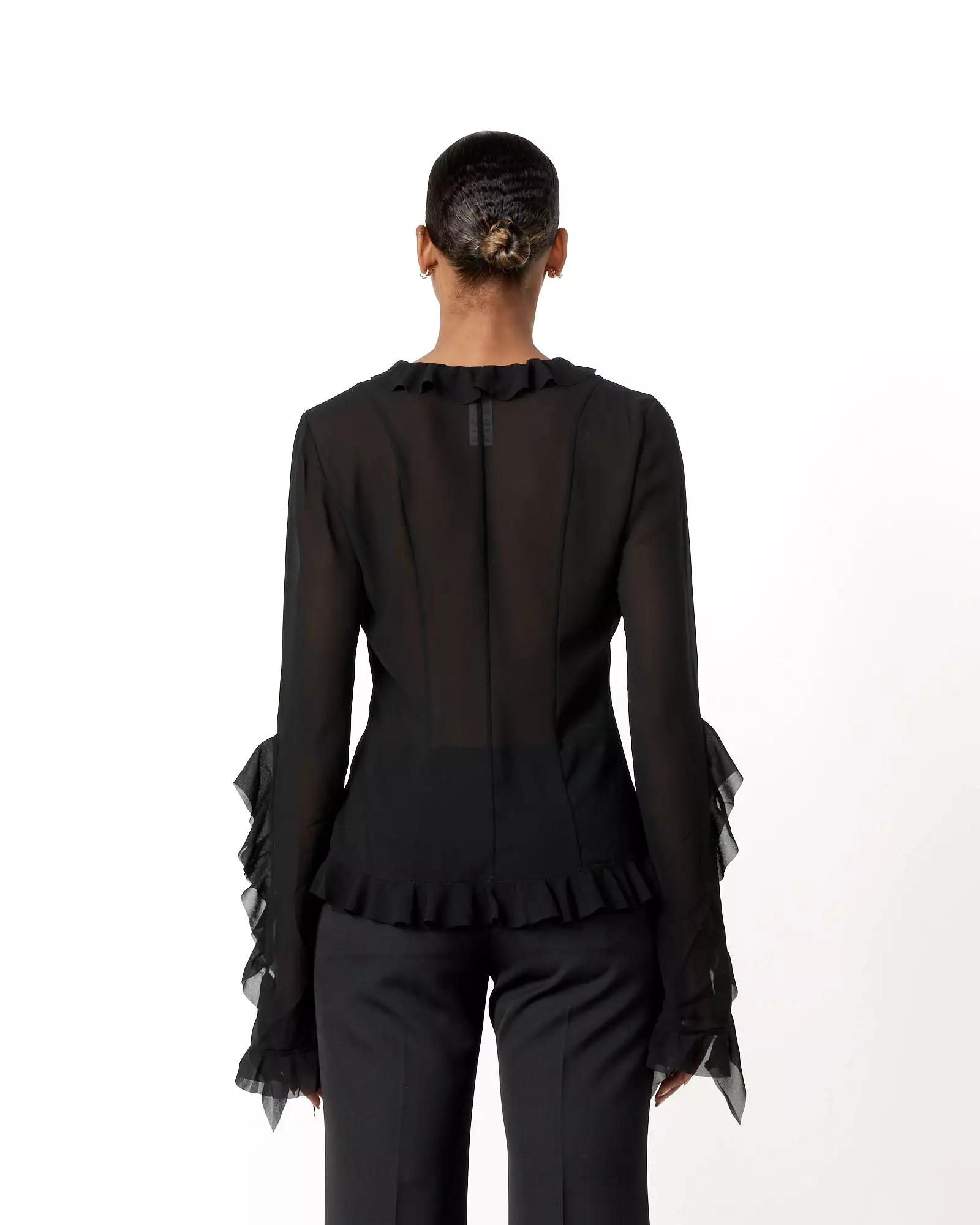 Ruffle Blouse in Black