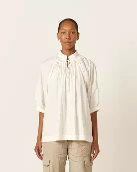 Shirred Blouse in White