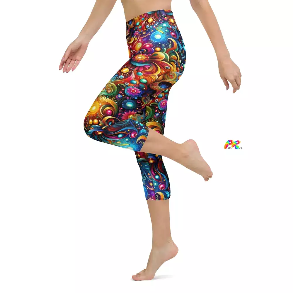 Skull Light Fantasia Goth Rave Yoga Capri Leggings