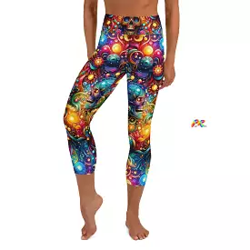 Skull Light Fantasia Goth Rave Yoga Capri Leggings