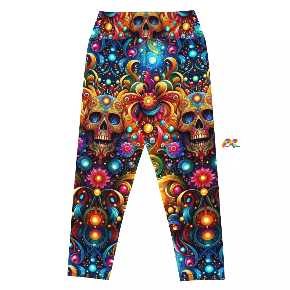 Skull Light Fantasia Goth Rave Yoga Capri Leggings