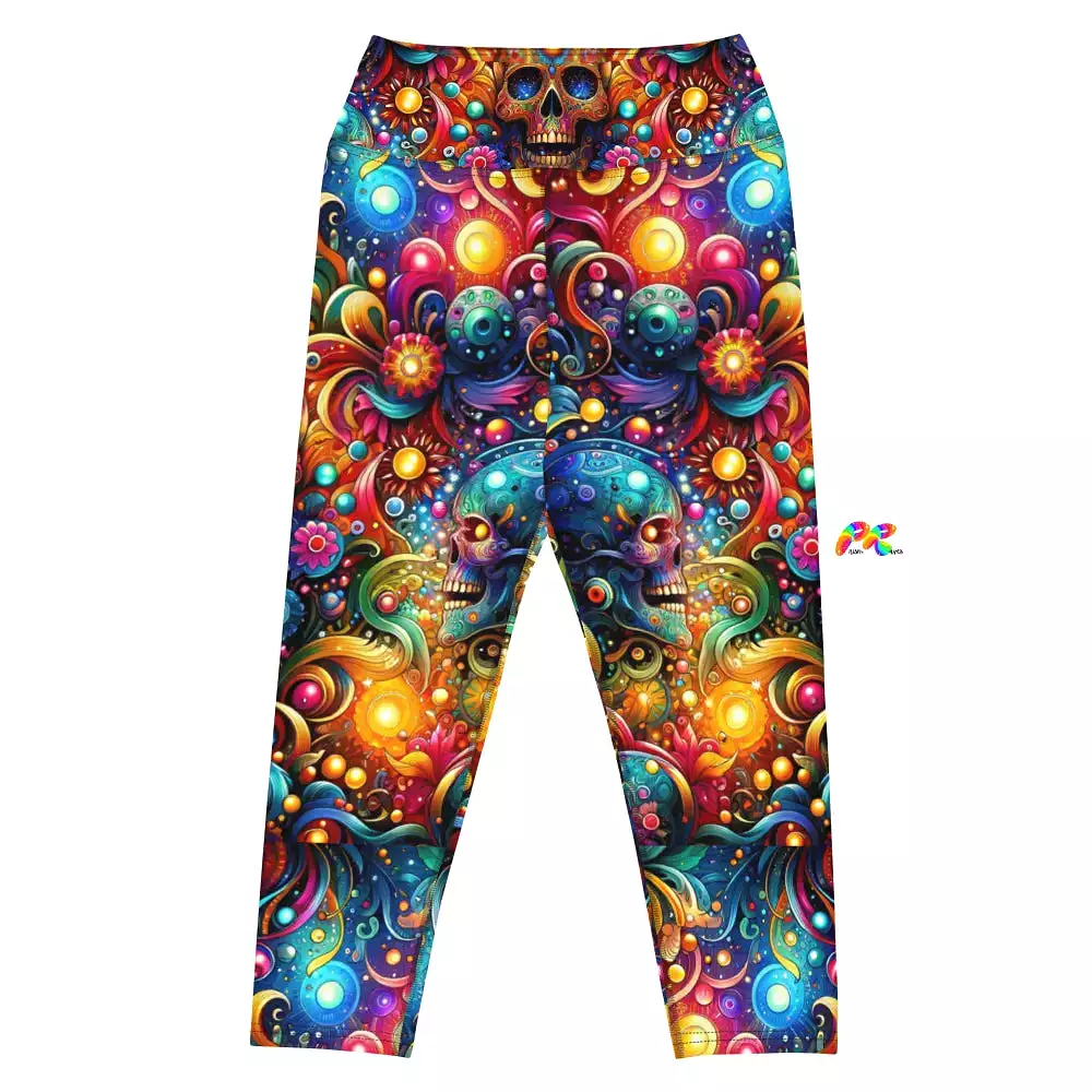 Skull Light Fantasia Goth Rave Yoga Capri Leggings