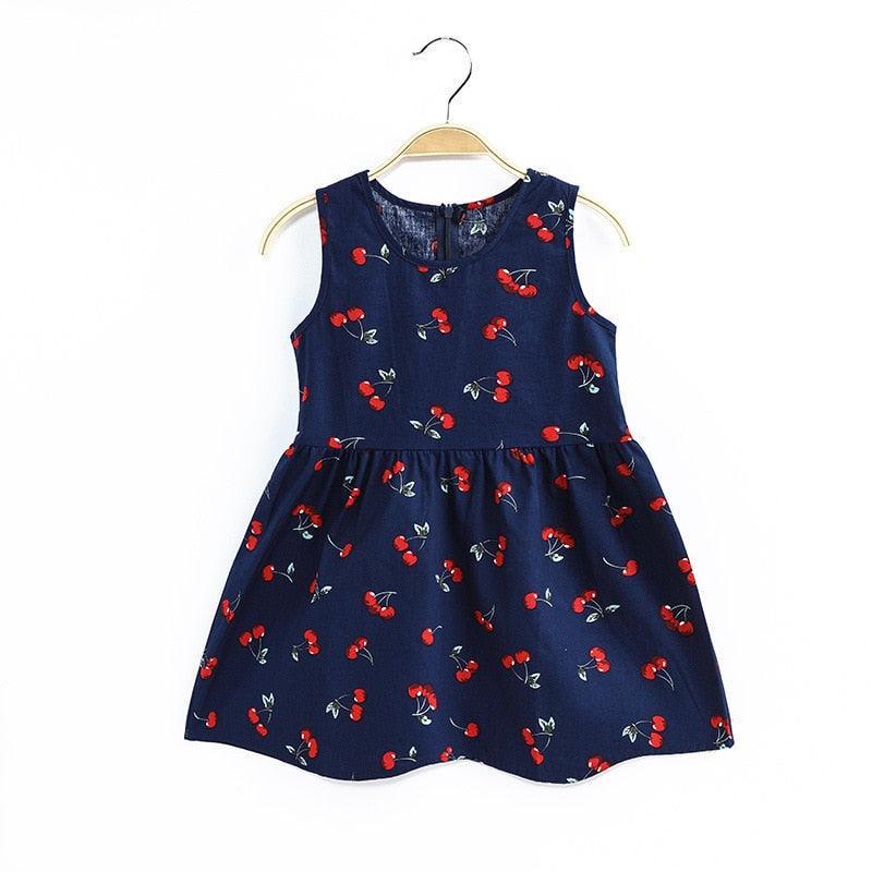 Sleeveless Fruity Print Girls Dresses