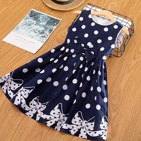 Sleeveless Polka Dots Girls Dresses