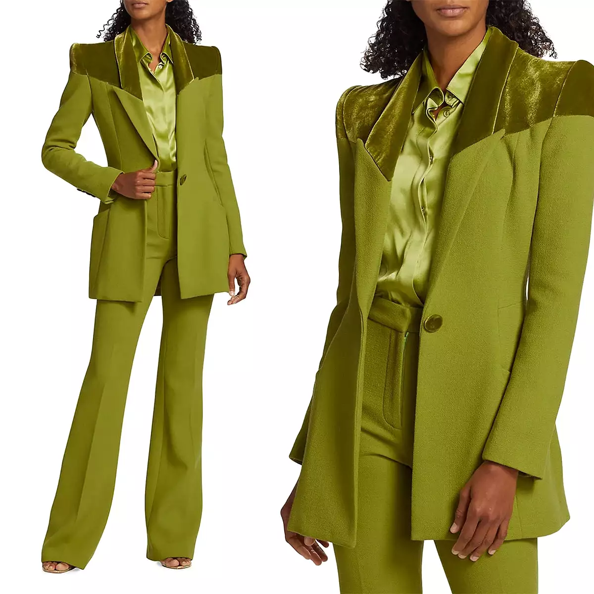 TAILOR SUITE Custom Green Women Suits Pant Set Blazer+Trousers