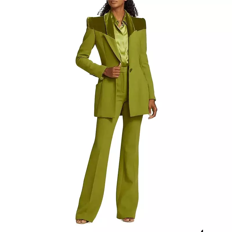 TAILOR SUITE Custom Green Women Suits Pant Set Blazer+Trousers