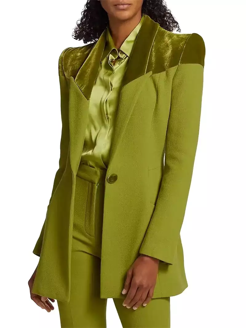 TAILOR SUITE Custom Green Women Suits Pant Set Blazer+Trousers