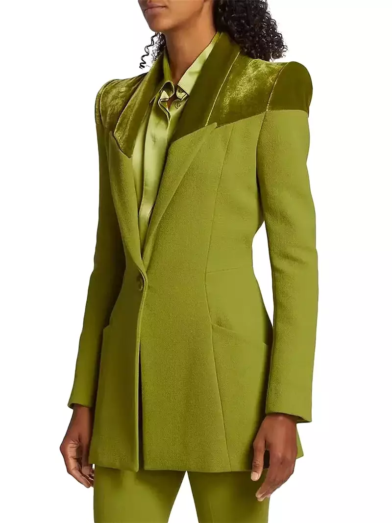 TAILOR SUITE Custom Green Women Suits Pant Set Blazer+Trousers