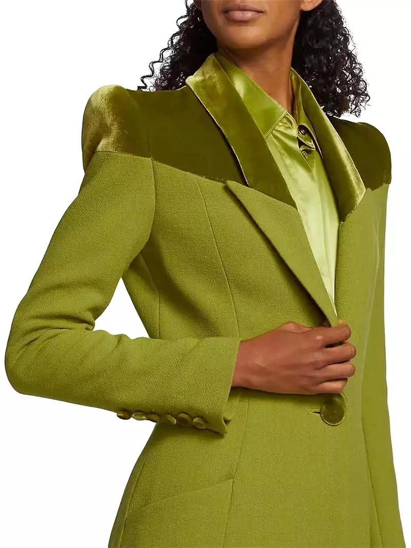 TAILOR SUITE Custom Green Women Suits Pant Set Blazer+Trousers