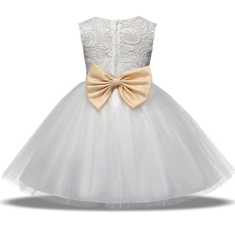 White Lace Girl Dress, Bowtie