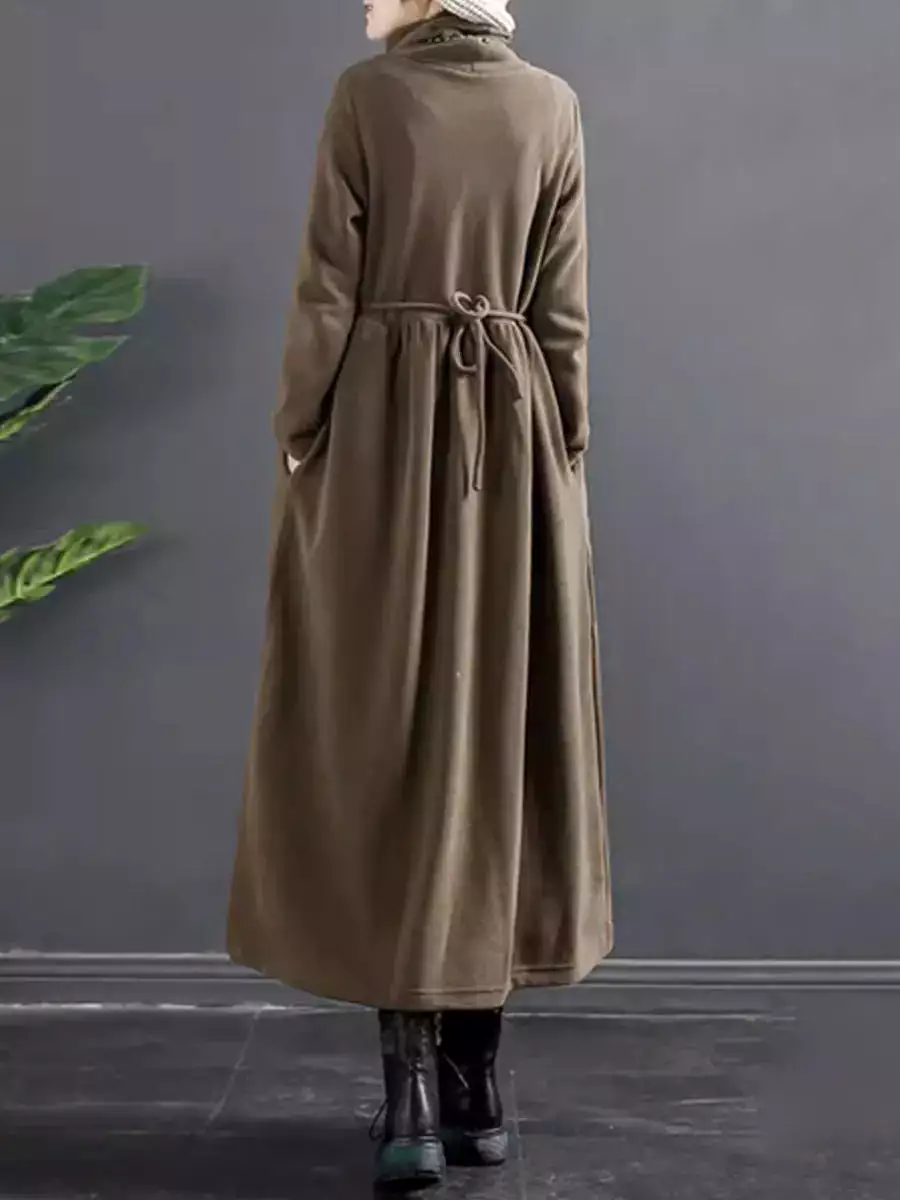 Women Turtleneck Draped Long Dress