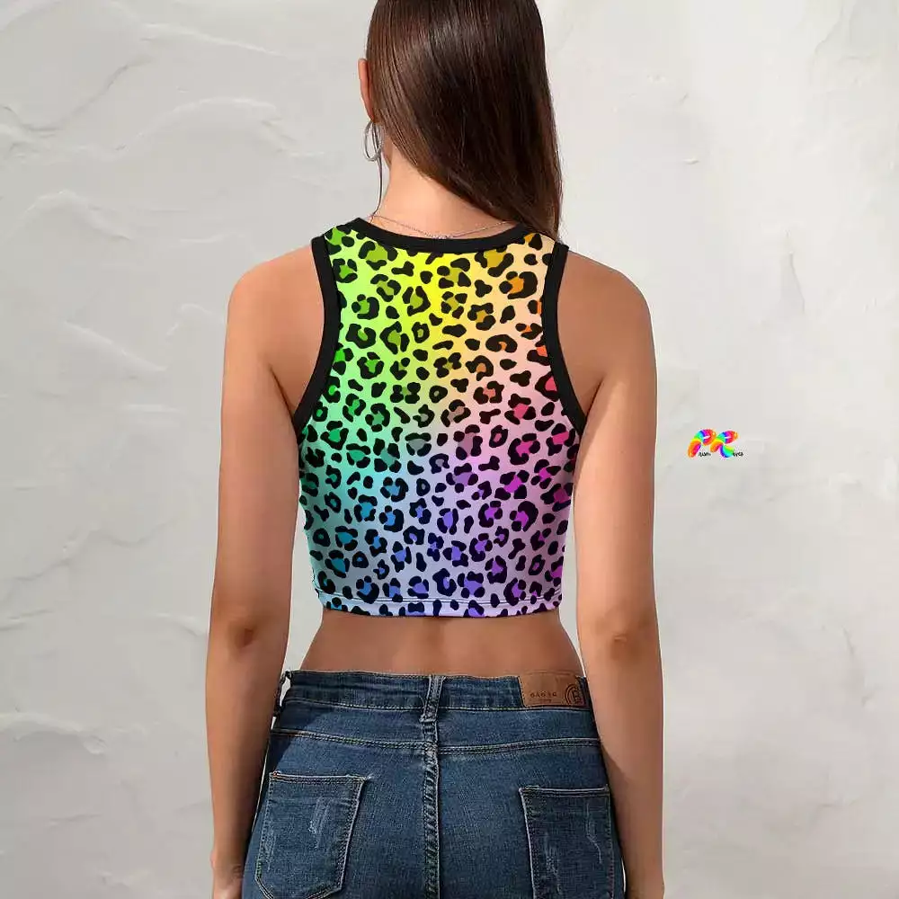 Women's Colorful Leopard Cropped Tank Top