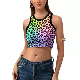 Women's Colorful Leopard Cropped Tank Top