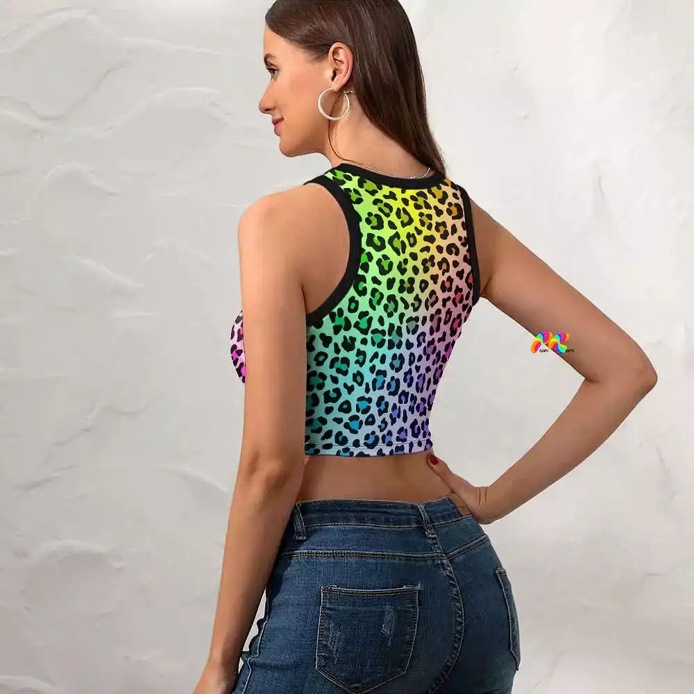 Women's Colorful Leopard Cropped Tank Top