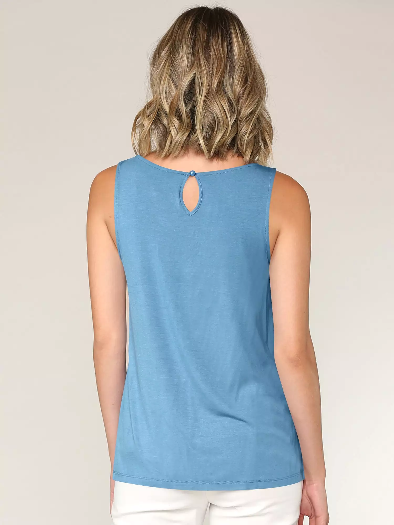 Women's Pleated Front Scoop Neck Shell Tank