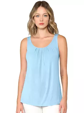 Women's Pleated Front Scoop Neck Shell Tank