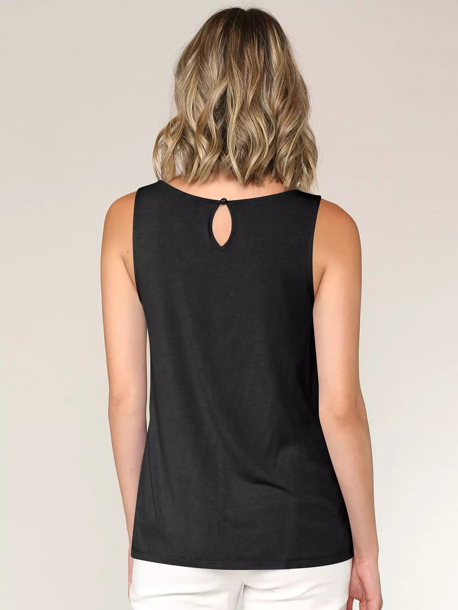 Women's Pleated Front Scoop Neck Shell Tank